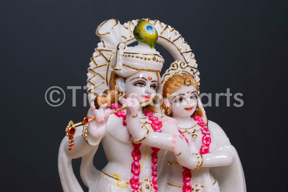 Radha Krishna 12" Vietnam Pure White Marble Idol