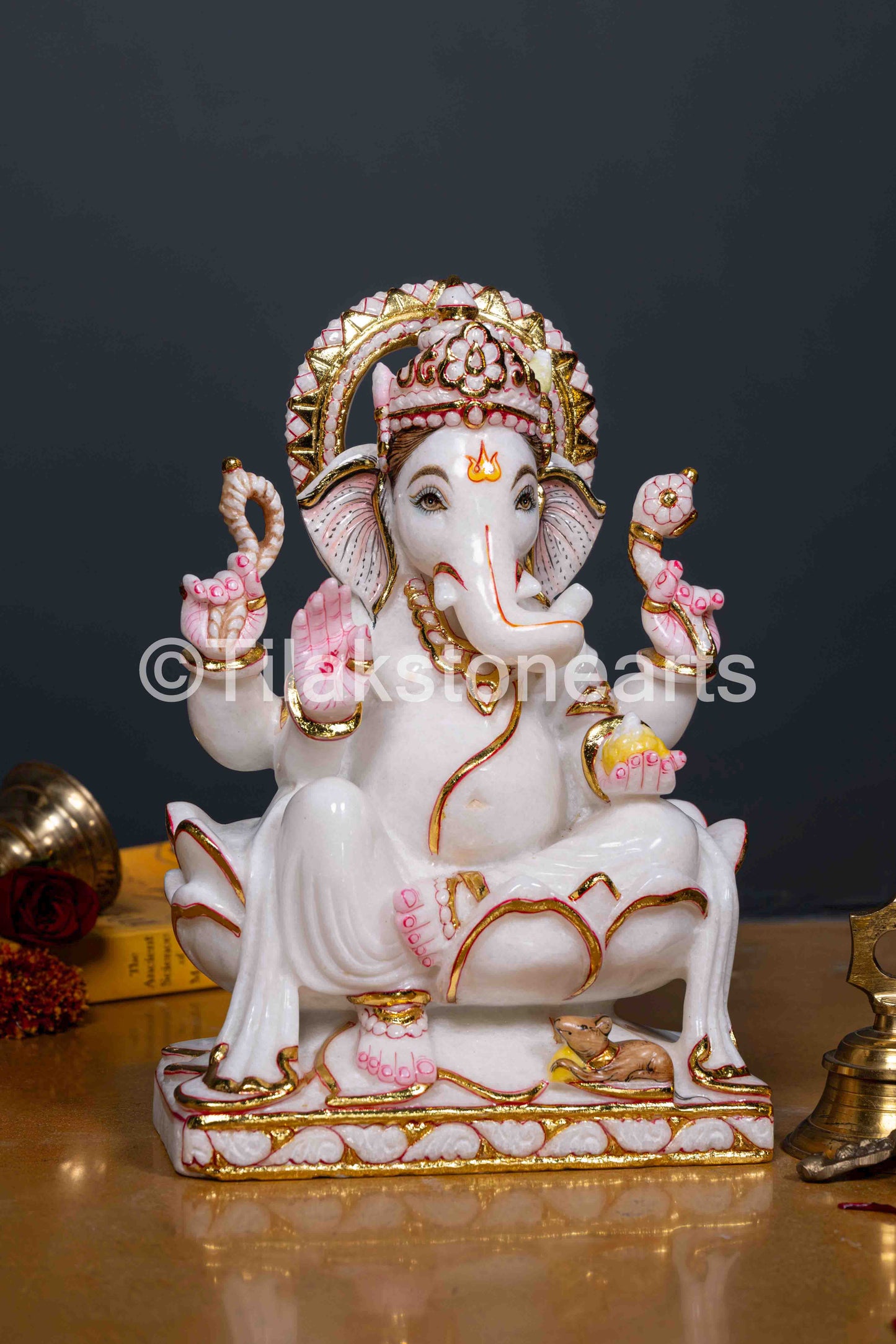 Lord Ganesha 12" Vietnam Pure White Marble Idol