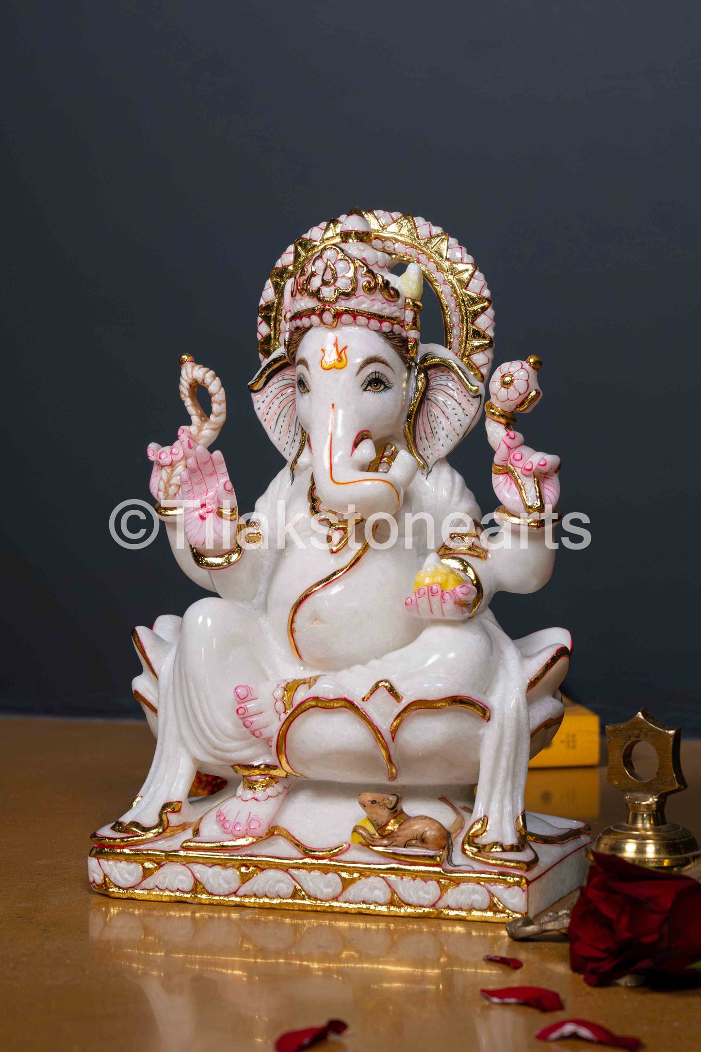 Lord Ganesha 12" Vietnam Pure White Marble Idol