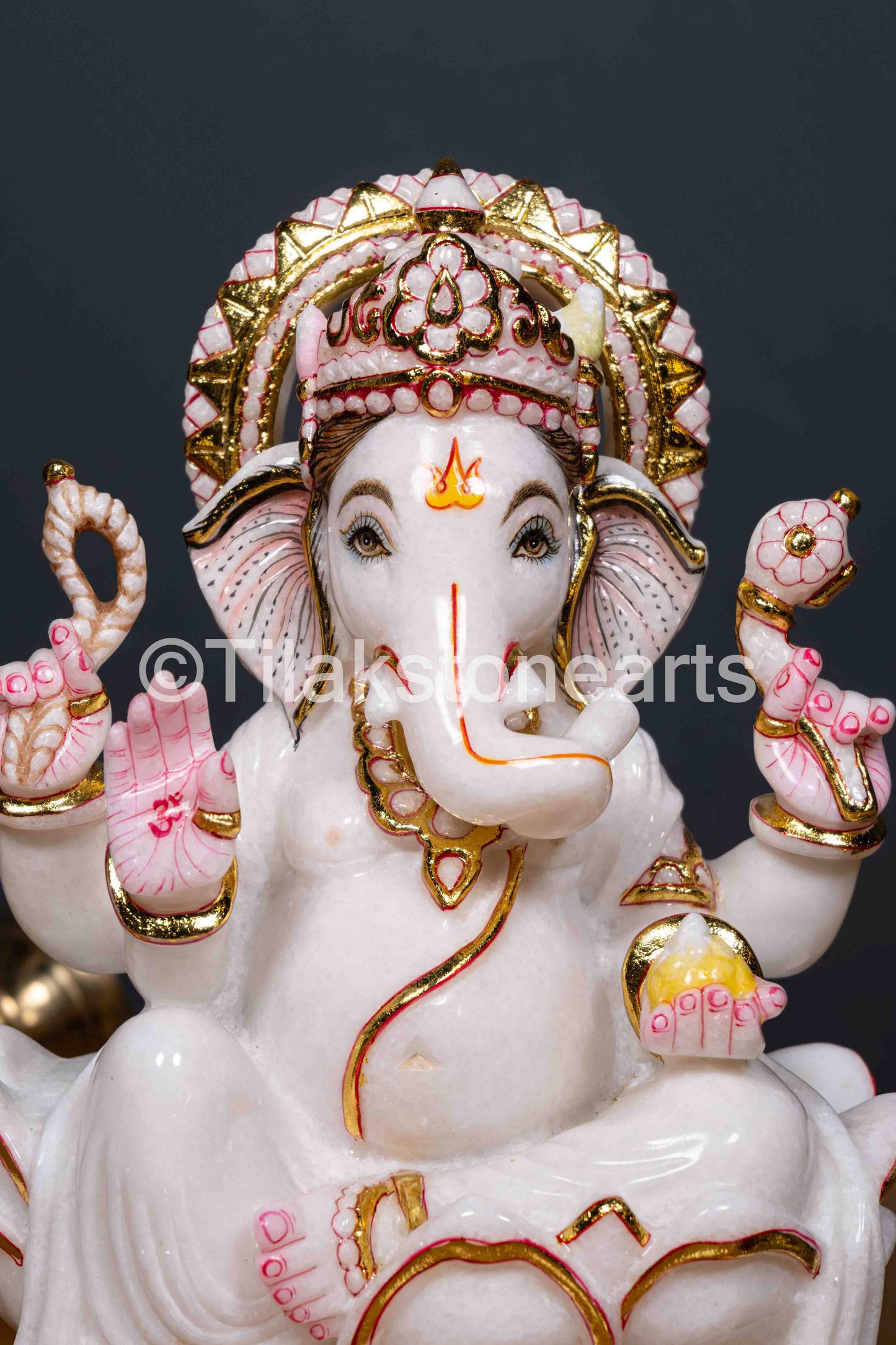 Lord Ganesha 12" Vietnam Pure White Marble Idol