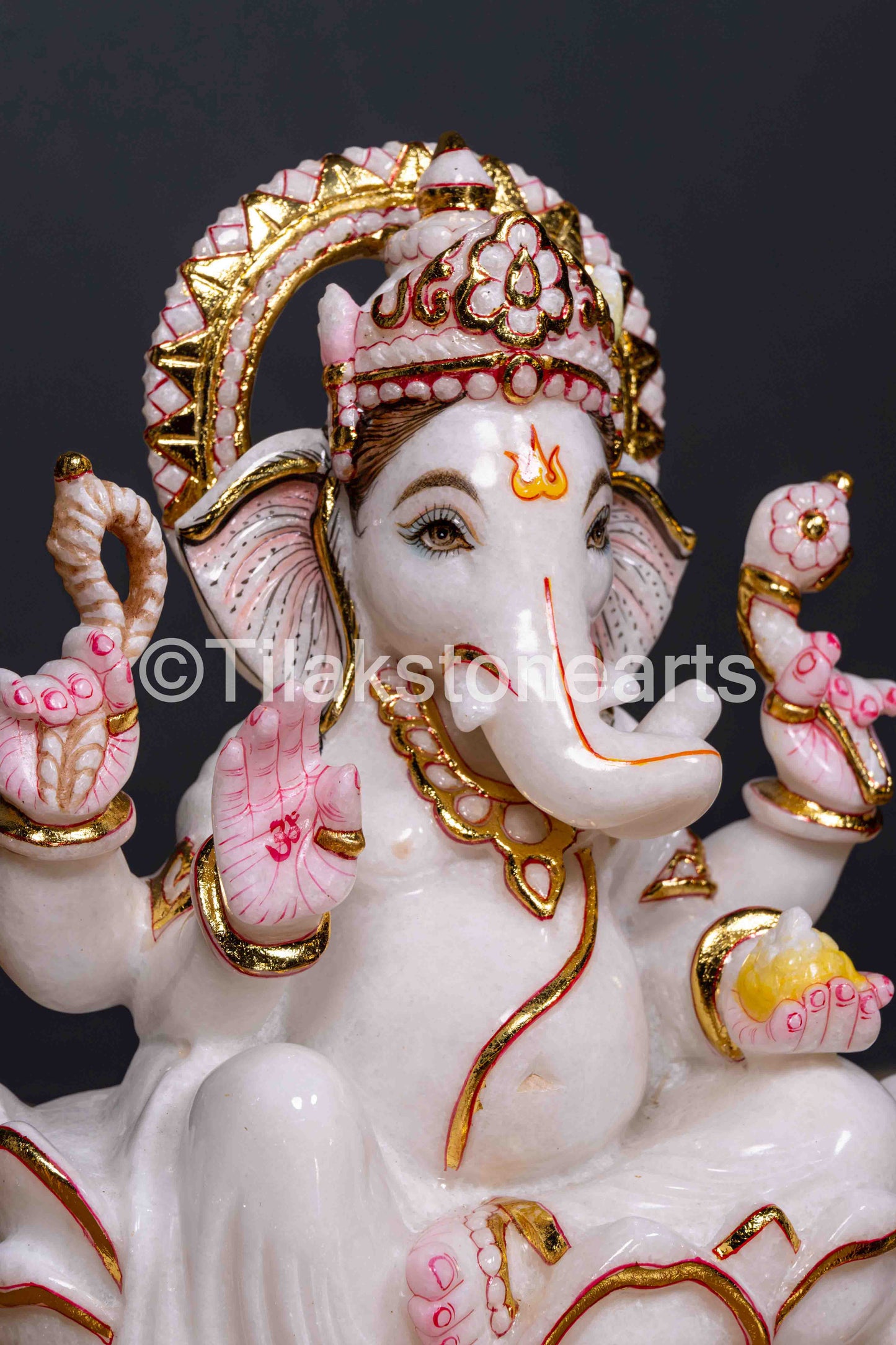 Lord Ganesha 12" Vietnam Pure White Marble Idol