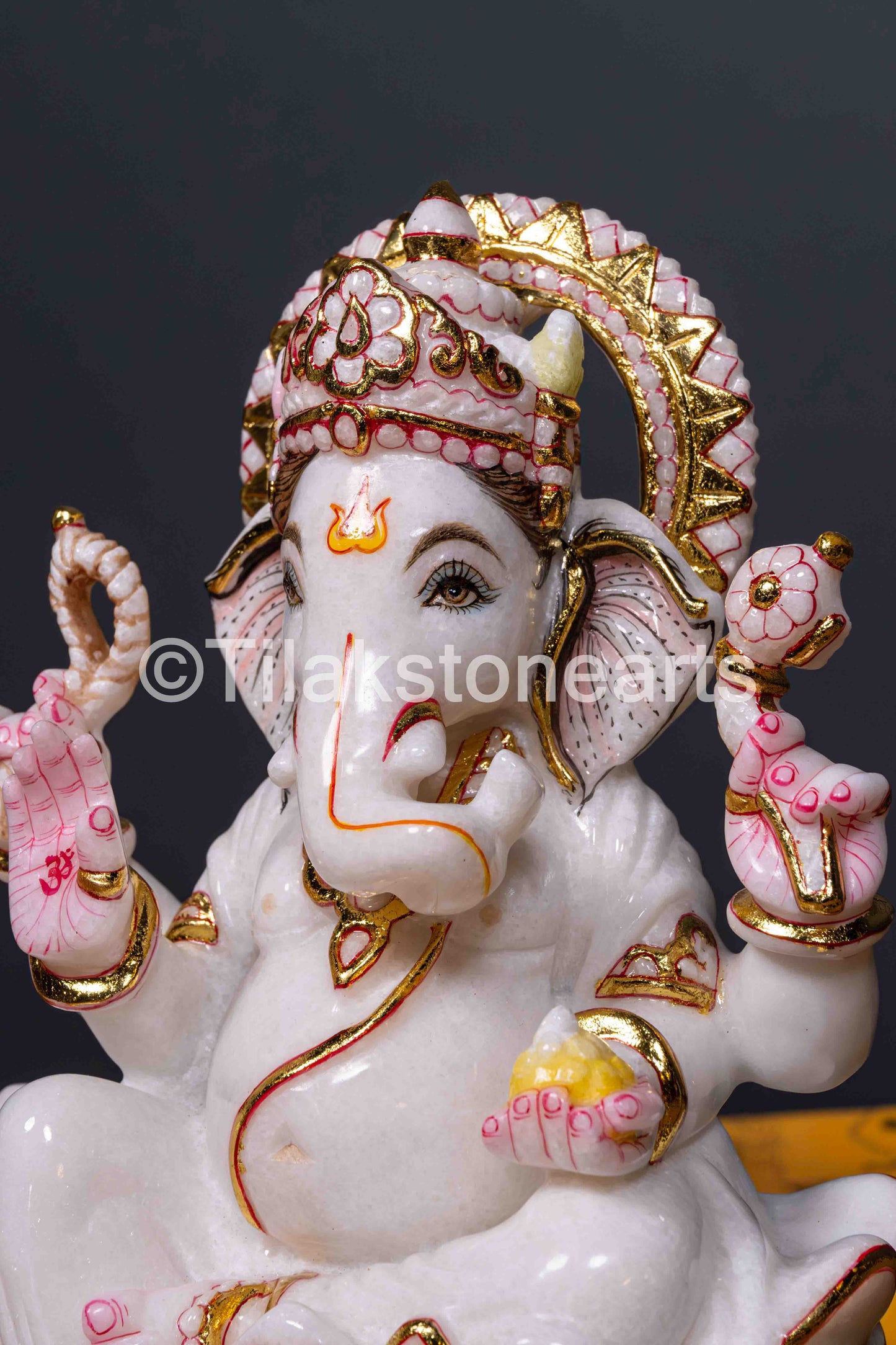 Lord Ganesha 12" Vietnam Pure White Marble Idol