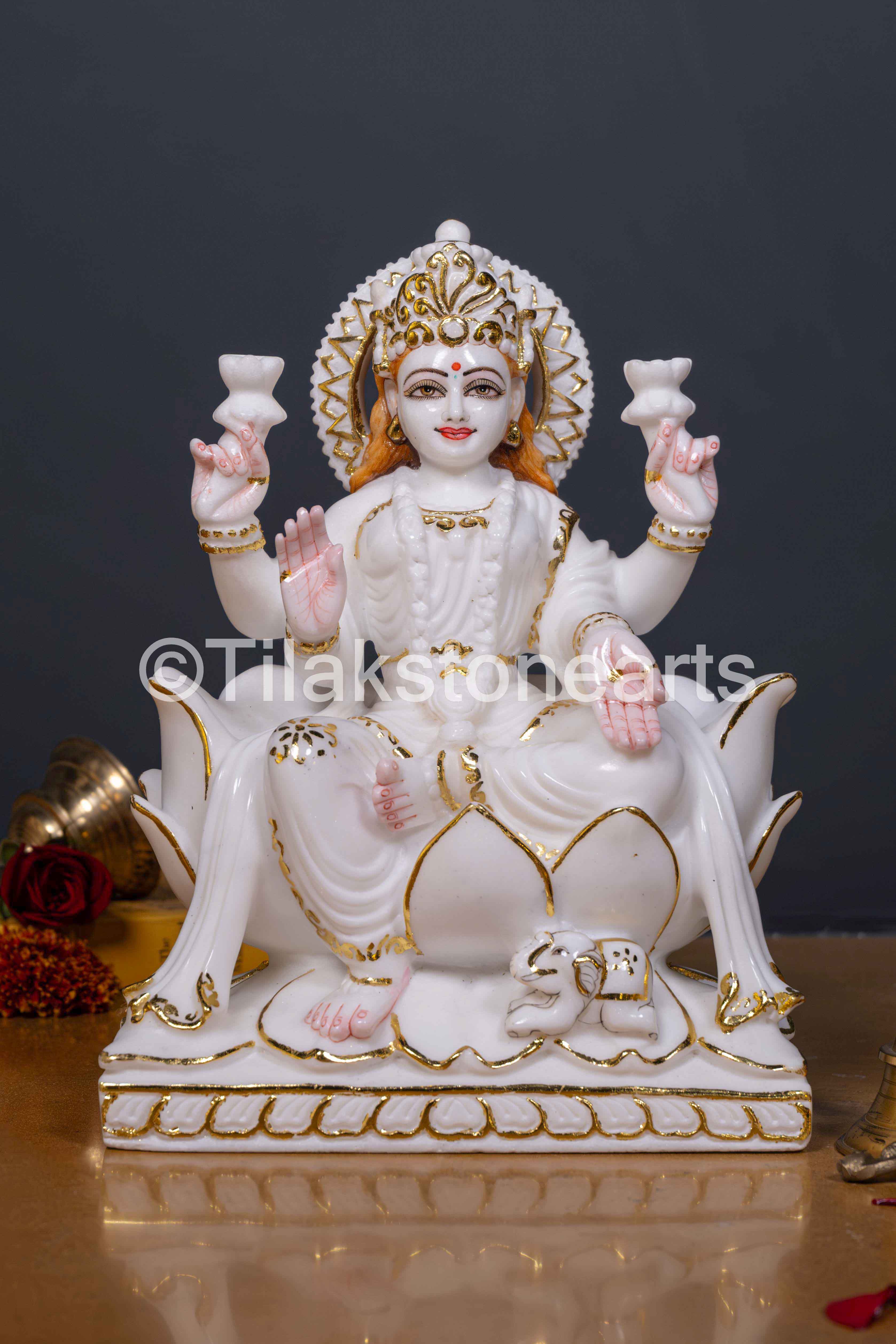 Laxmi Mata 12" Vietnam Pure White Marble Idol