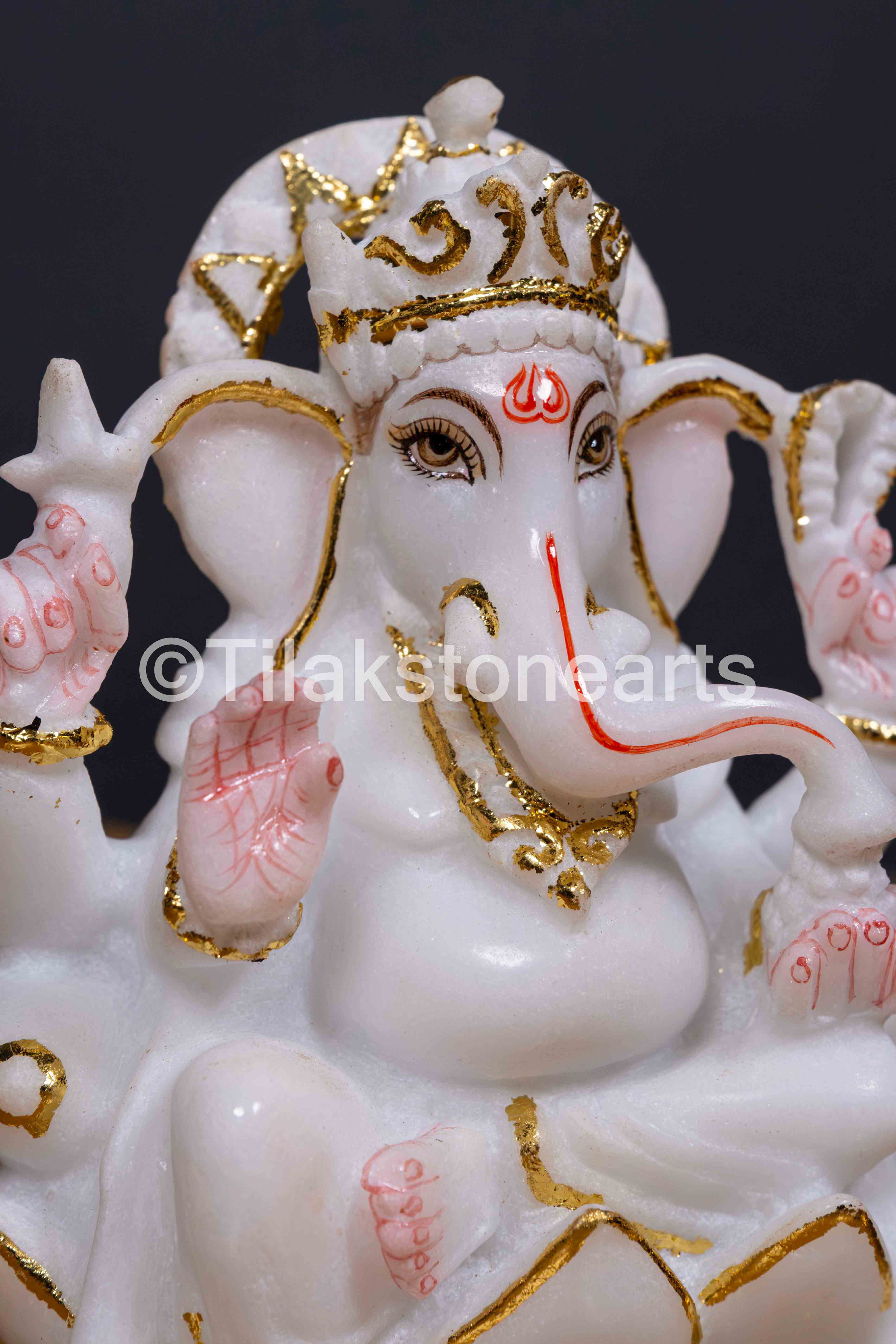 Lord Ganesha 6" Vietnam Pure White Marble Idol