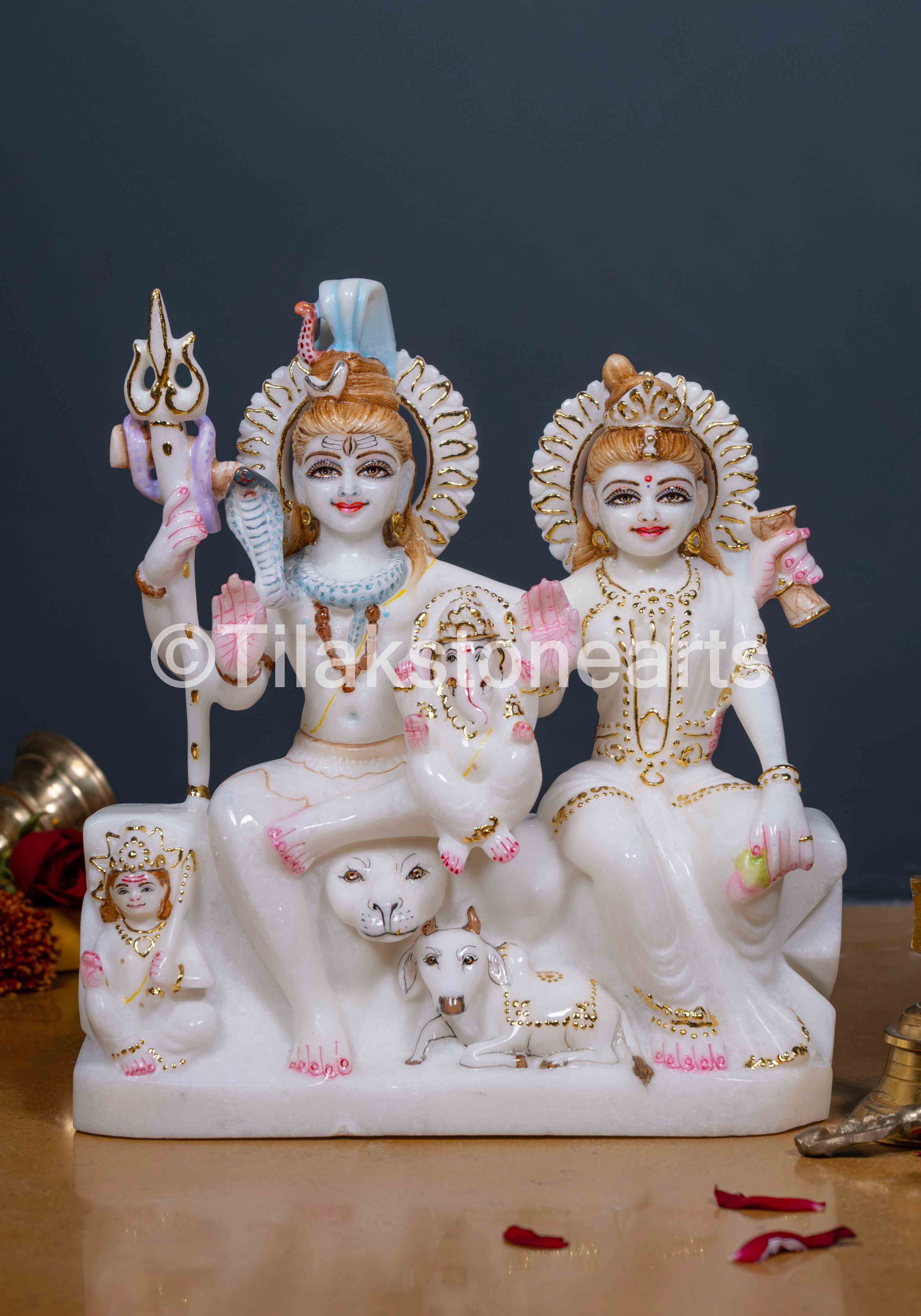 Shiv Parivar 12” Vietnam Pure White Marble Idol