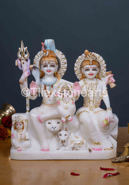 Shiv Parivar 12” Vietnam Pure White Marble Idol