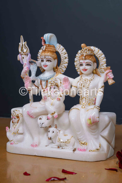 Shiv Parivar 12” Vietnam Pure White Marble Idol