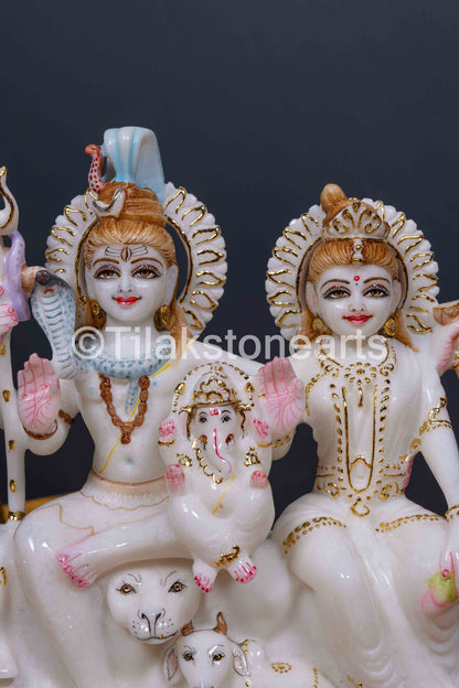 Shiv Parivar 12” Vietnam Pure White Marble Idol