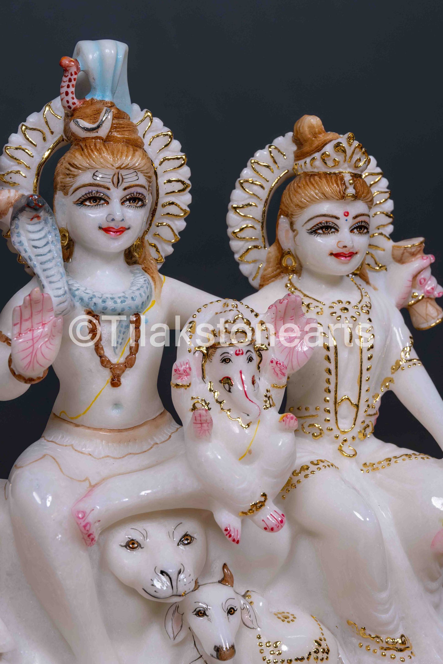 Shiv Parivar 12” Vietnam Pure White Marble Idol