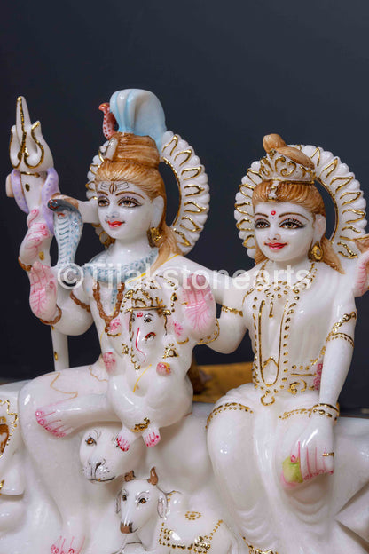 Shiv Parivar 12” Vietnam Pure White Marble Idol
