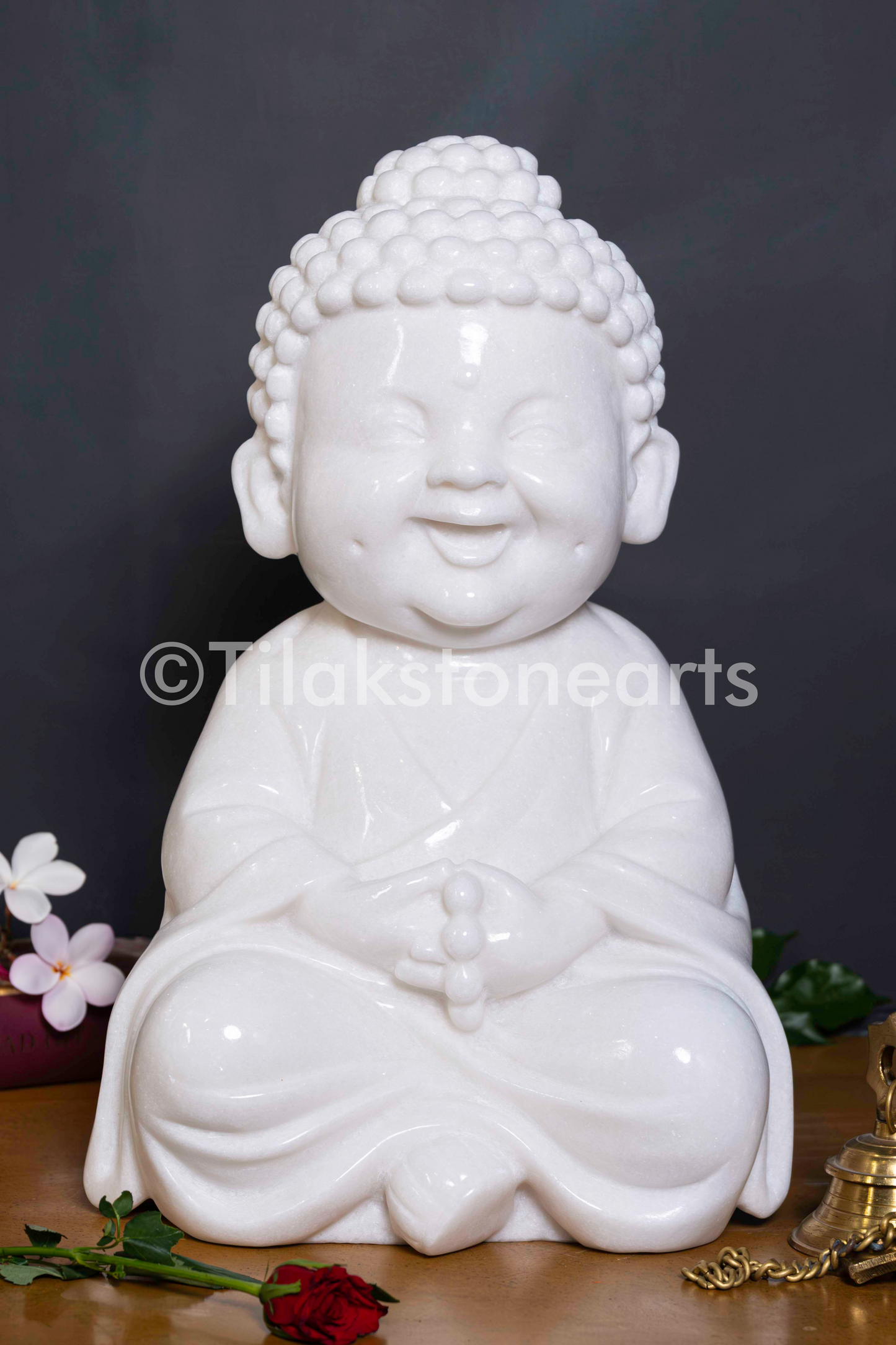 Buddha 18" Vietnam Pure White Marble Idol