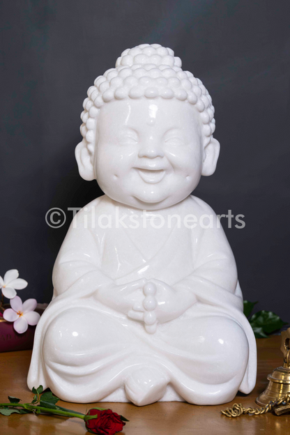 Buddha 18" Vietnam Pure White Marble Idol