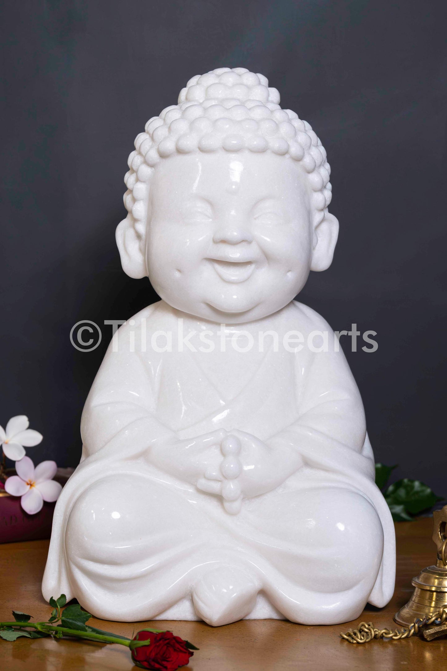 Buddha 18" Vietnam Pure White Marble Idol
