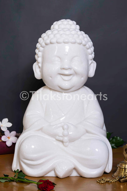 Buddha 18" Vietnam Pure White Marble Idol