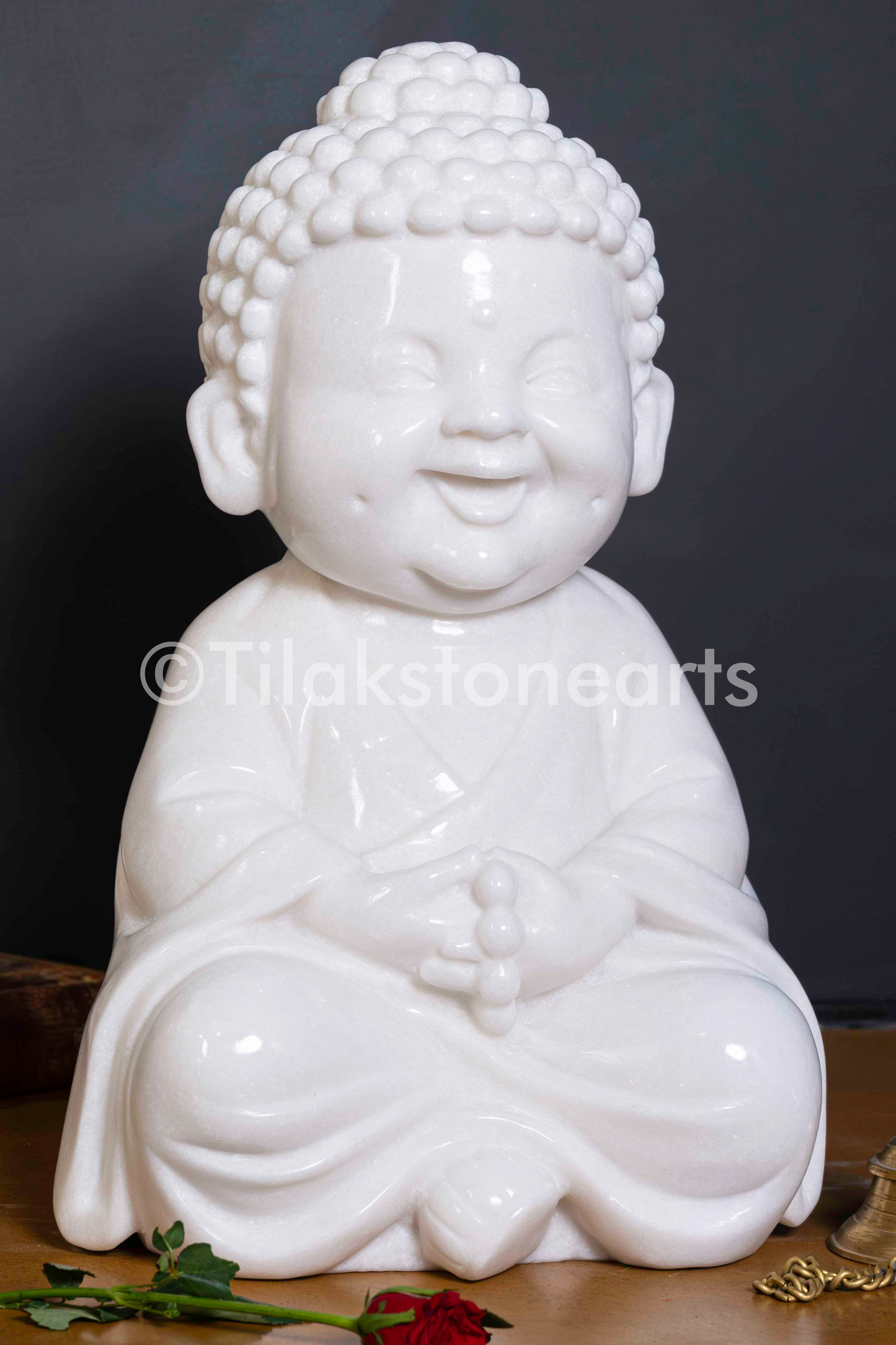Buddha 18" Vietnam Pure White Marble Idol