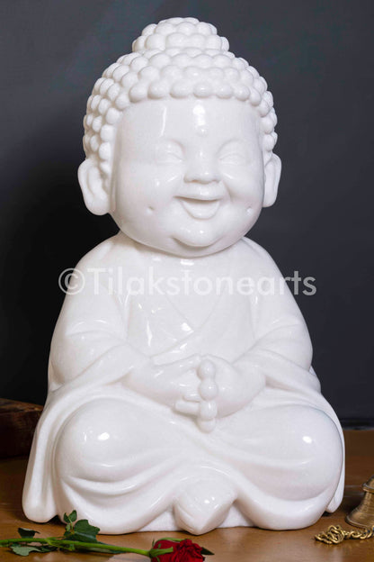 Buddha 18" Vietnam Pure White Marble Idol