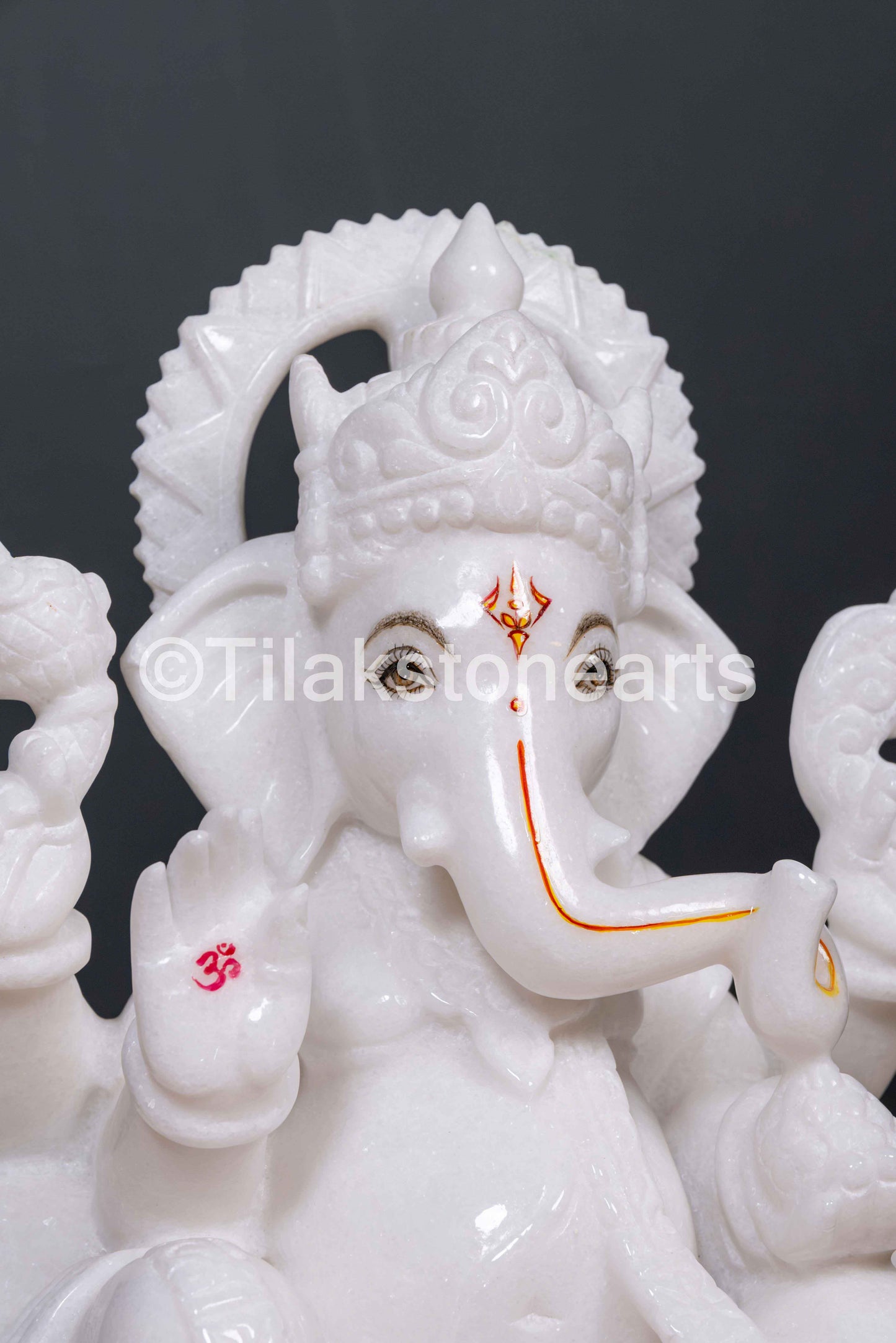 Lord Ganesha 15" Vietnam Pure White Marble Idol