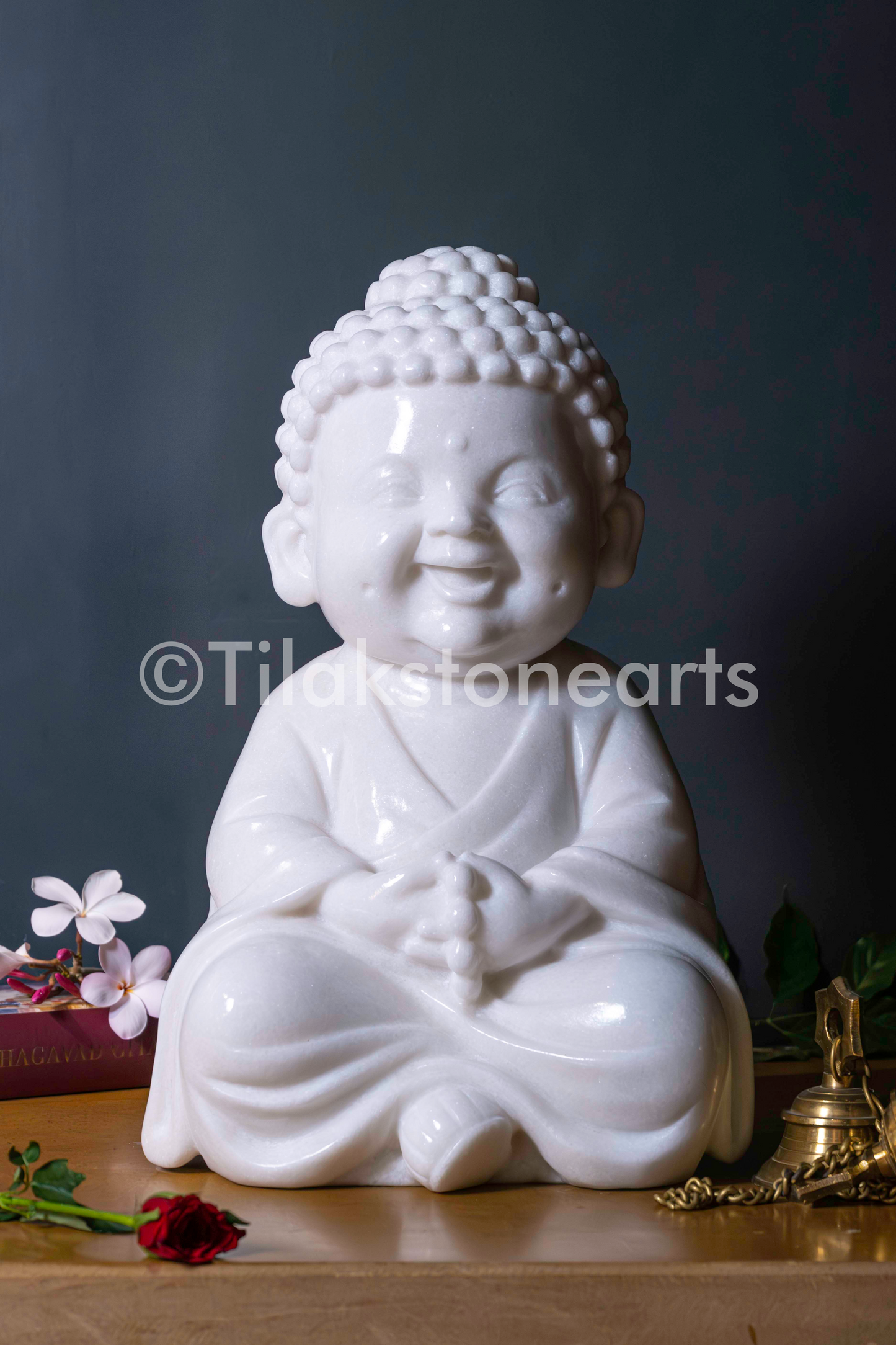 Buddha 18" Vietnam Pure White Marble Idol