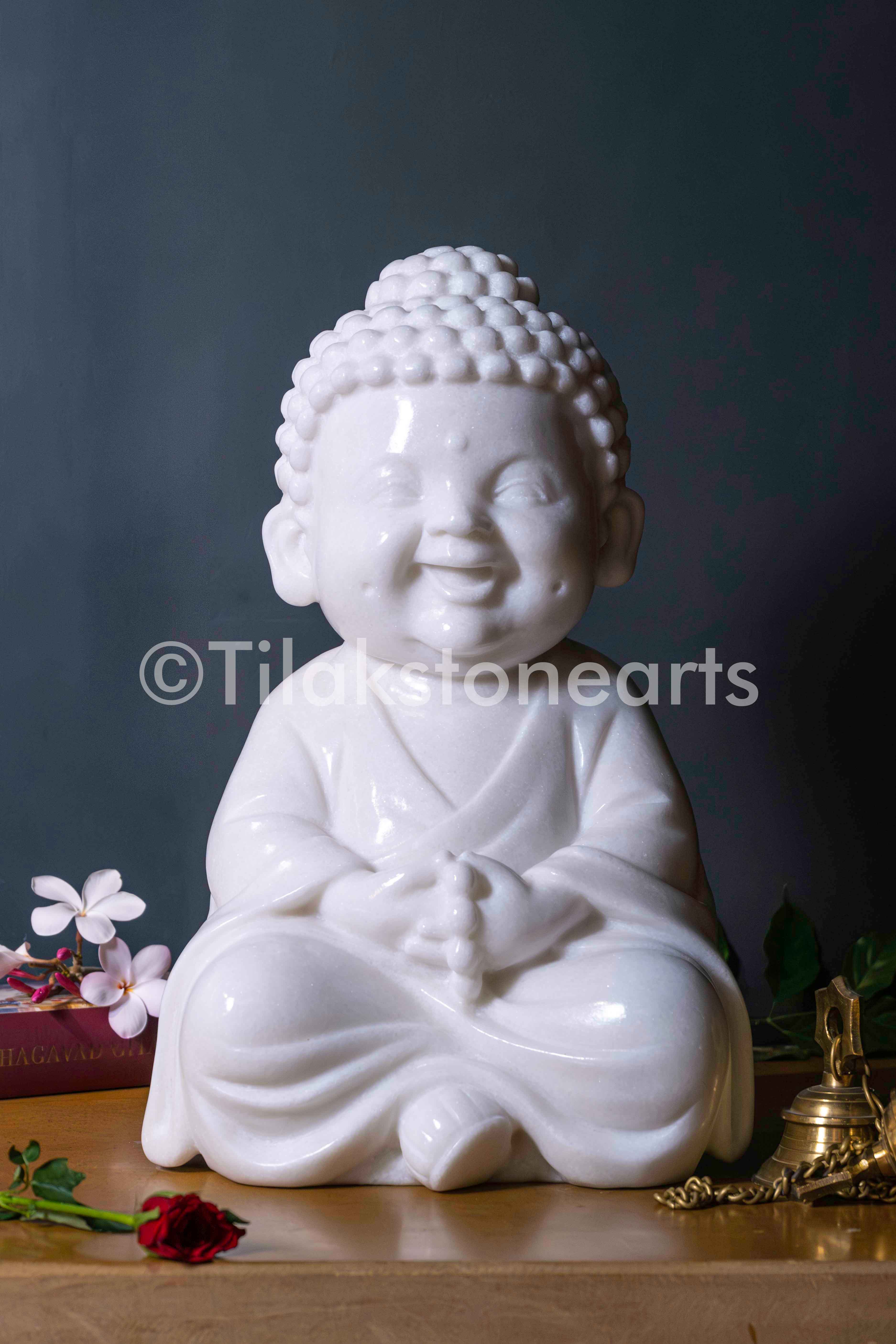 Buddha 18" Vietnam Pure White Marble Idol