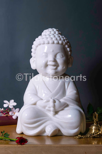 Buddha 18" Vietnam Pure White Marble Idol