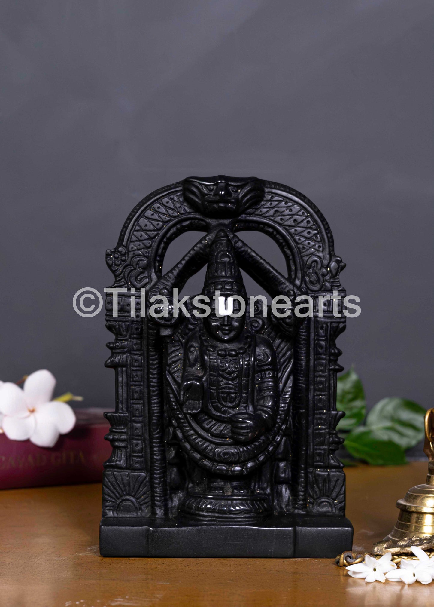Divine Tirupati Balaji 9" Midnight Black Stone Idol