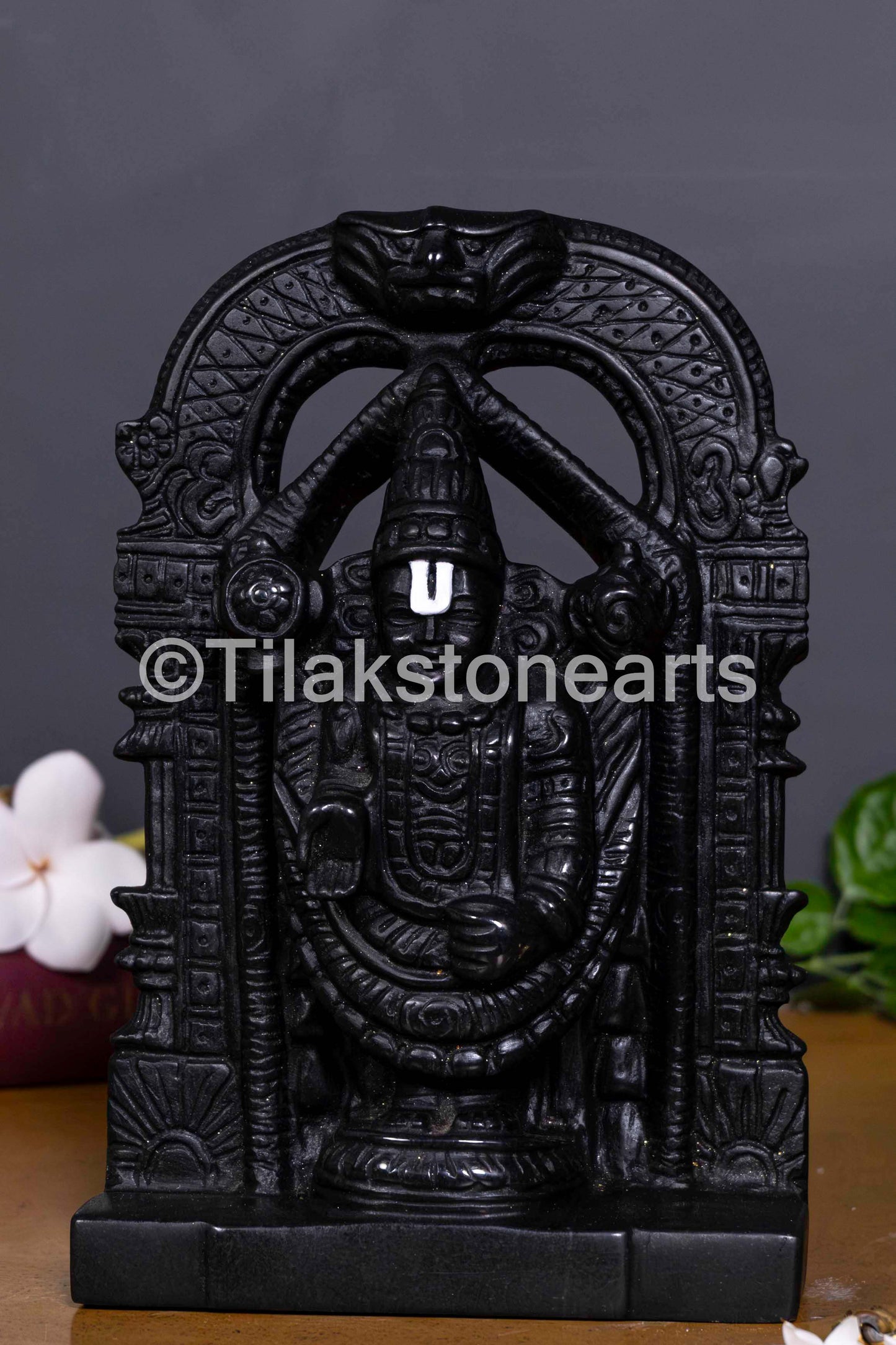 Divine Tirupati Balaji 9" Midnight Black Stone Idol