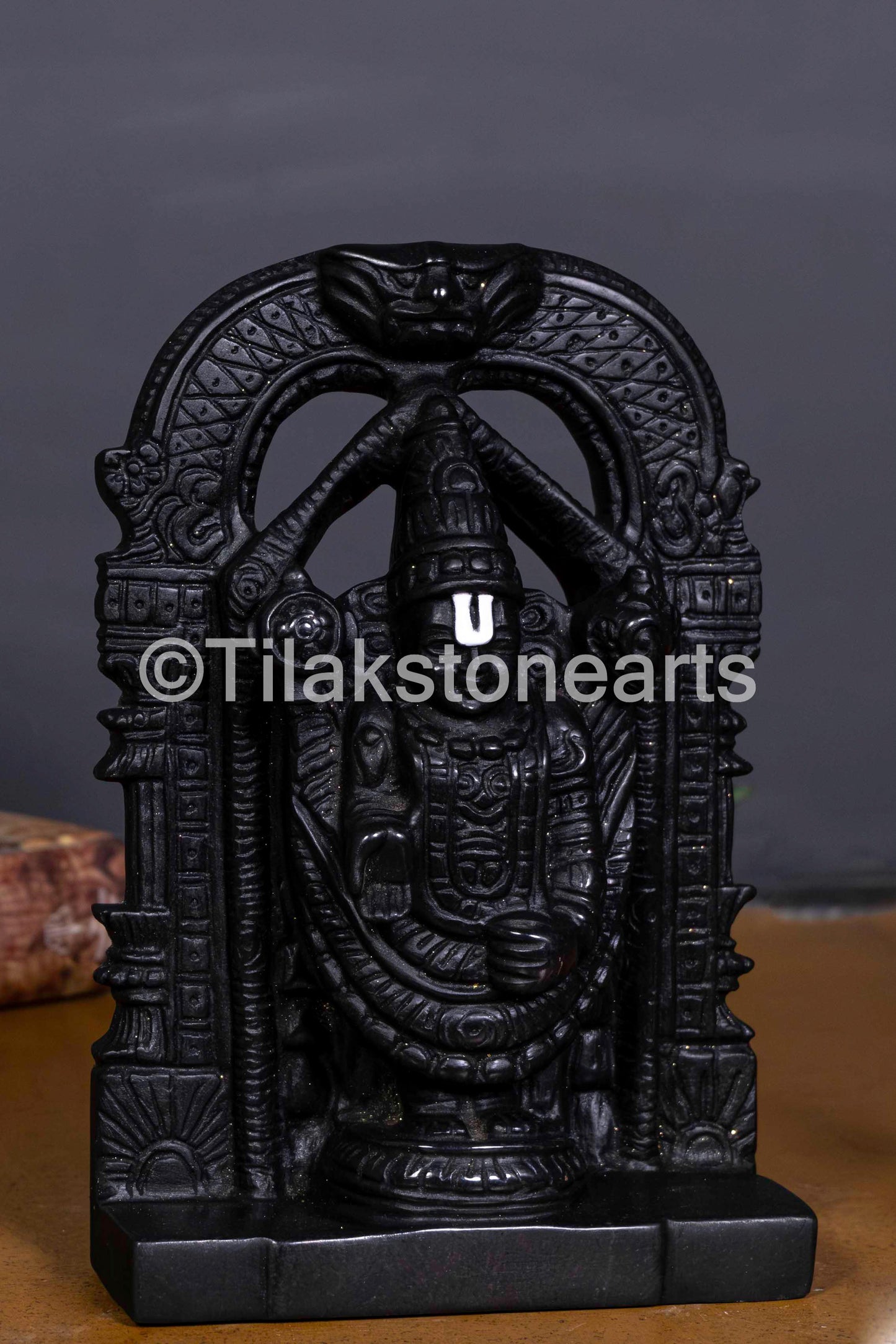 Divine Tirupati Balaji 9" Midnight Black Stone Idol