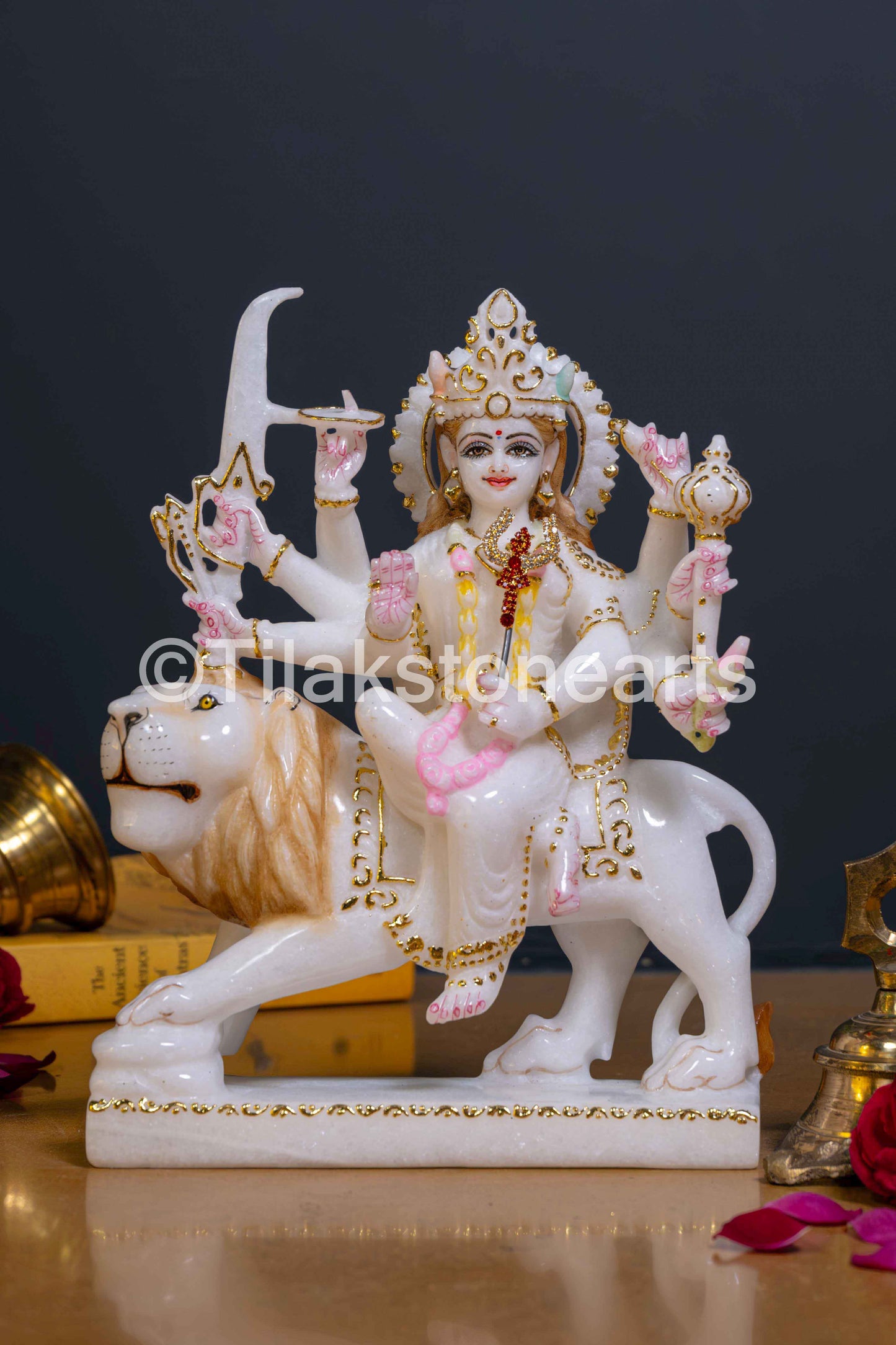 Durga Mata 12" Vietnam Pure White Marble Idol