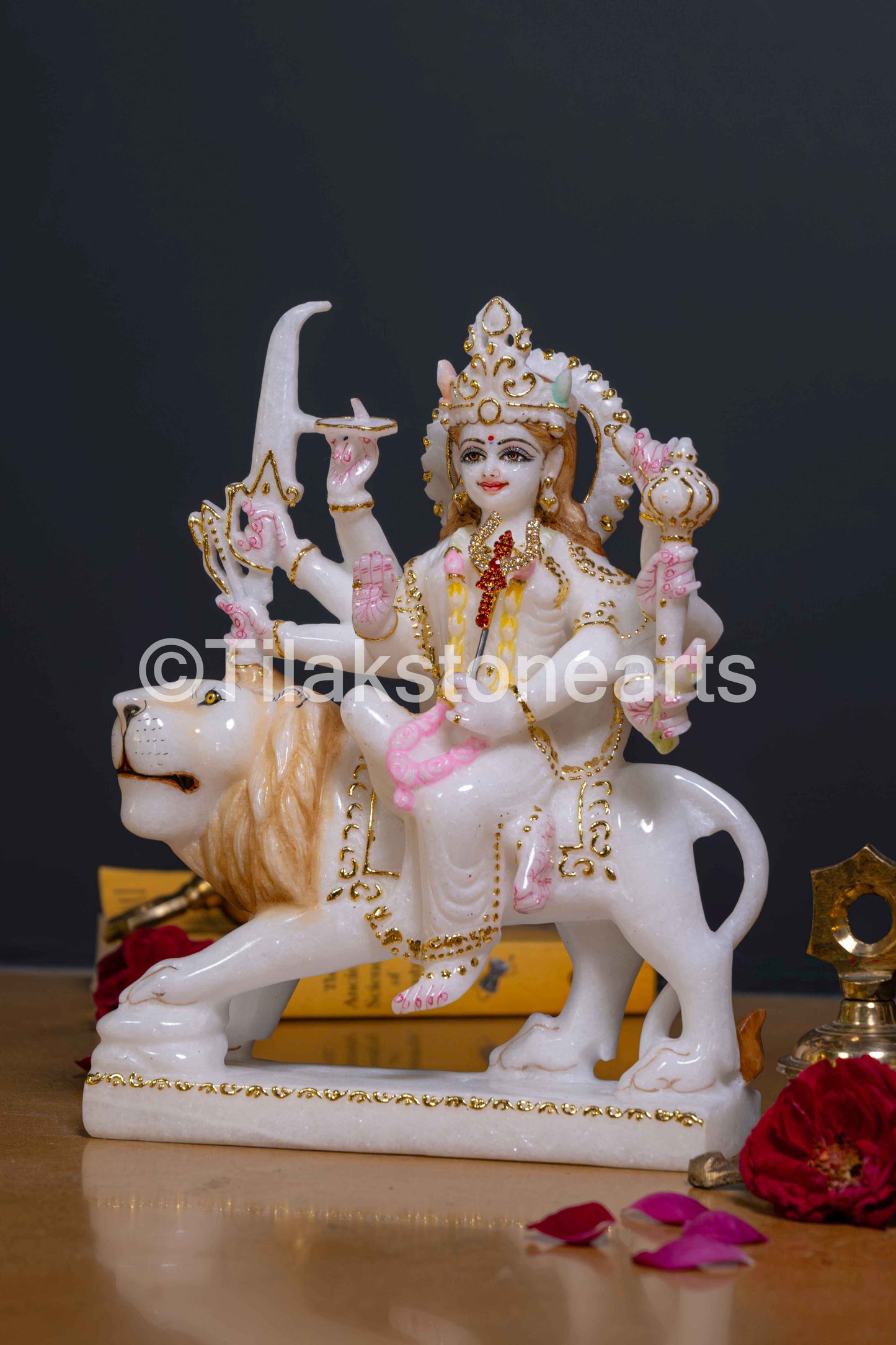 Durga Mata 12" Vietnam Pure White Marble Idol