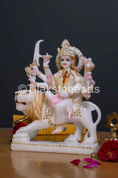 Durga Mata 12" Vietnam Pure White Marble Idol