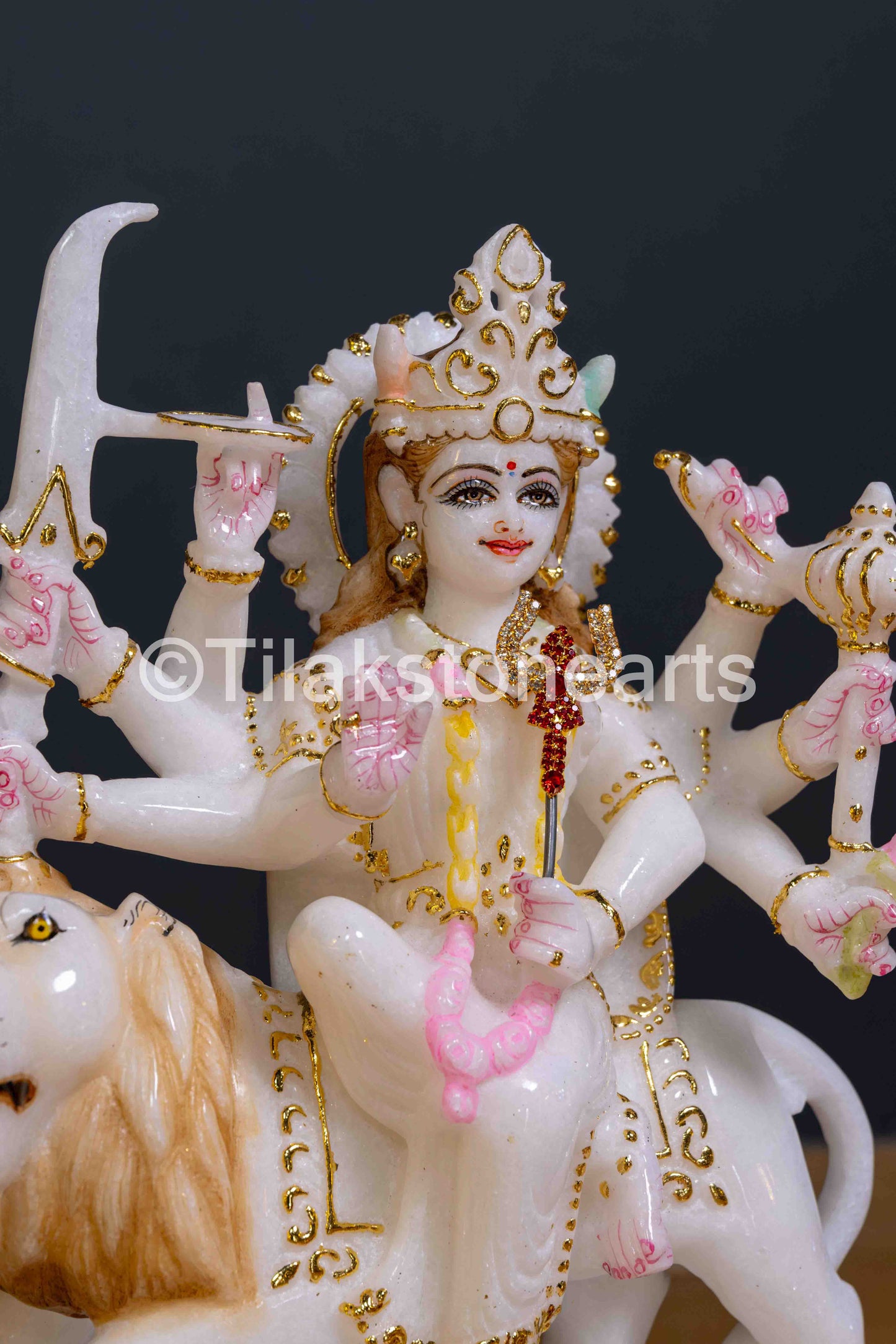 Durga Mata 12" Vietnam Pure White Marble Idol