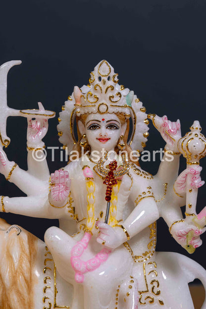 Durga Mata 12" Vietnam Pure White Marble Idol