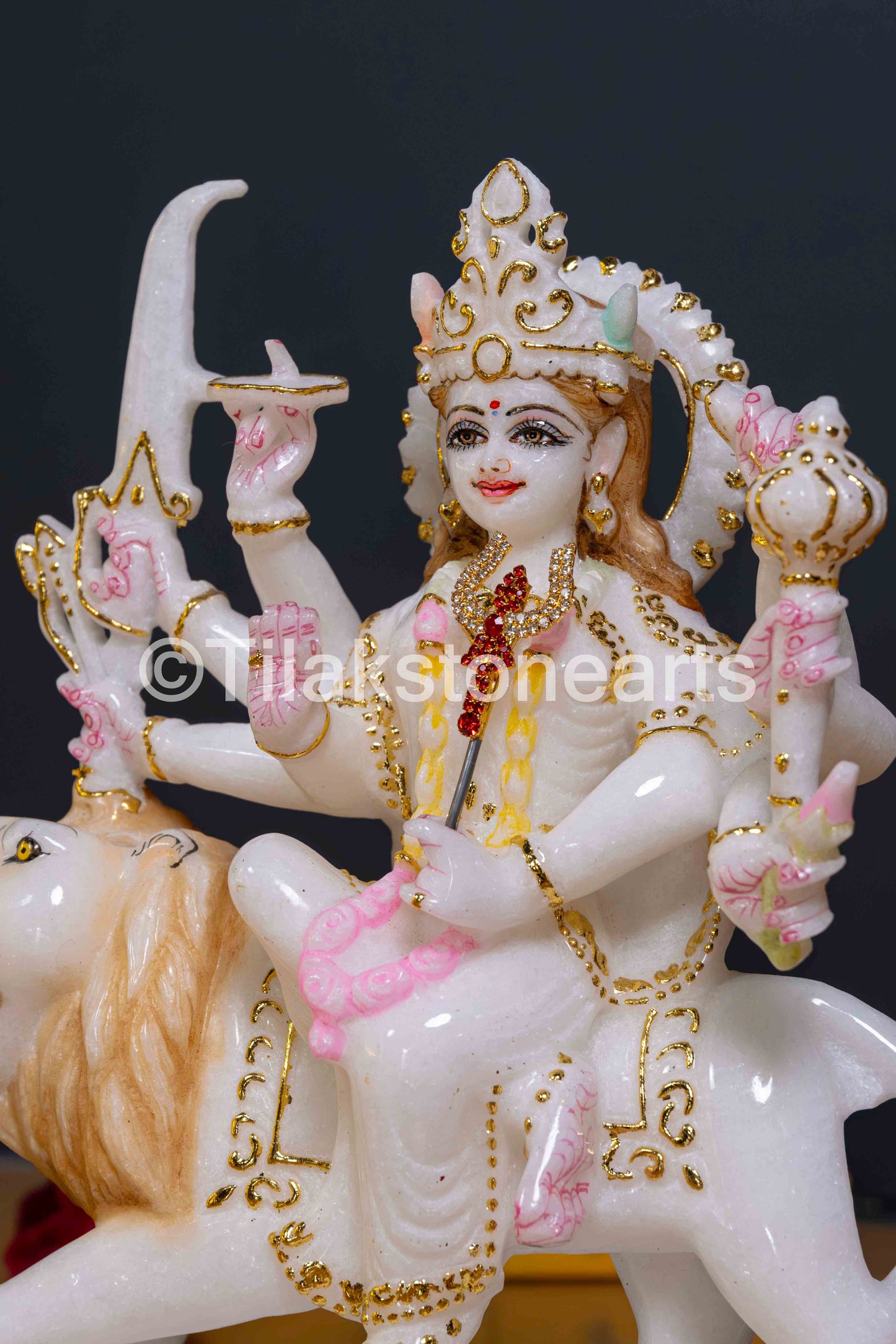 Durga Mata 12" Vietnam Pure White Marble Idol