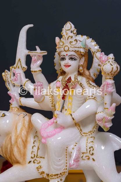 Durga Mata 12" Vietnam Pure White Marble Idol