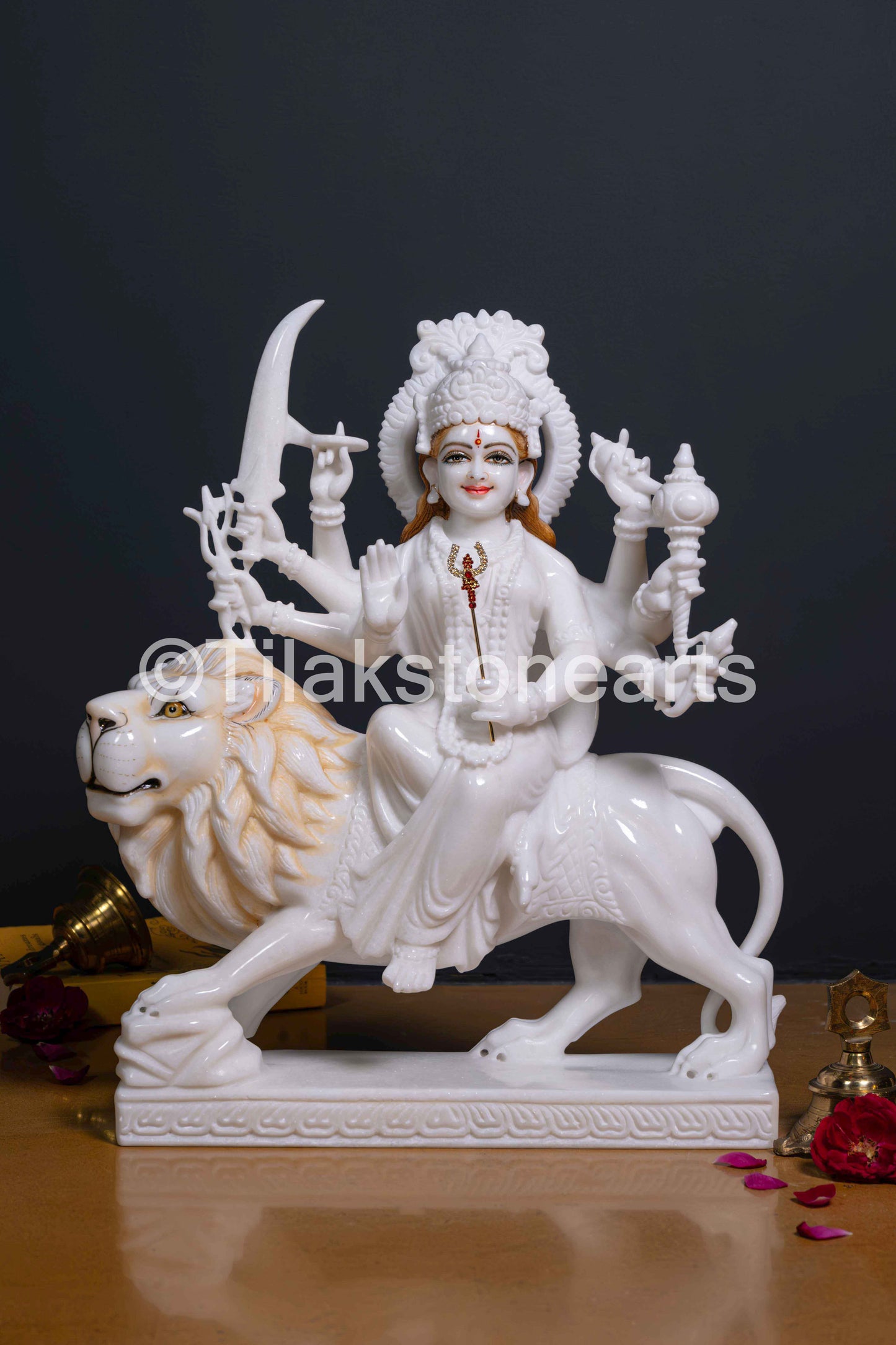 Durga Mata 18" Vietnam Pure White Marble Idol