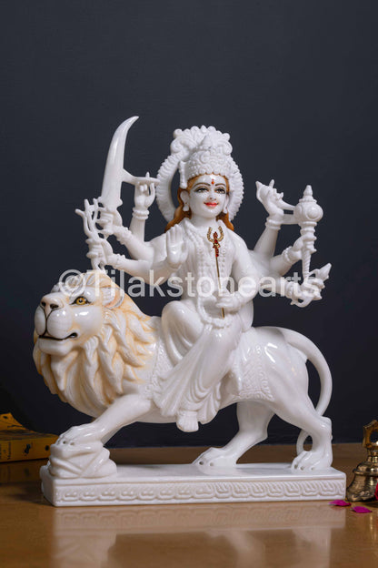 Durga Mata 18" Vietnam Pure White Marble Idol