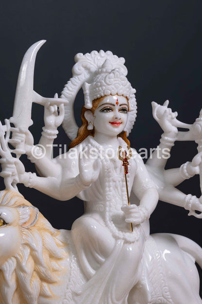 Durga Mata 18" Vietnam Pure White Marble Idol