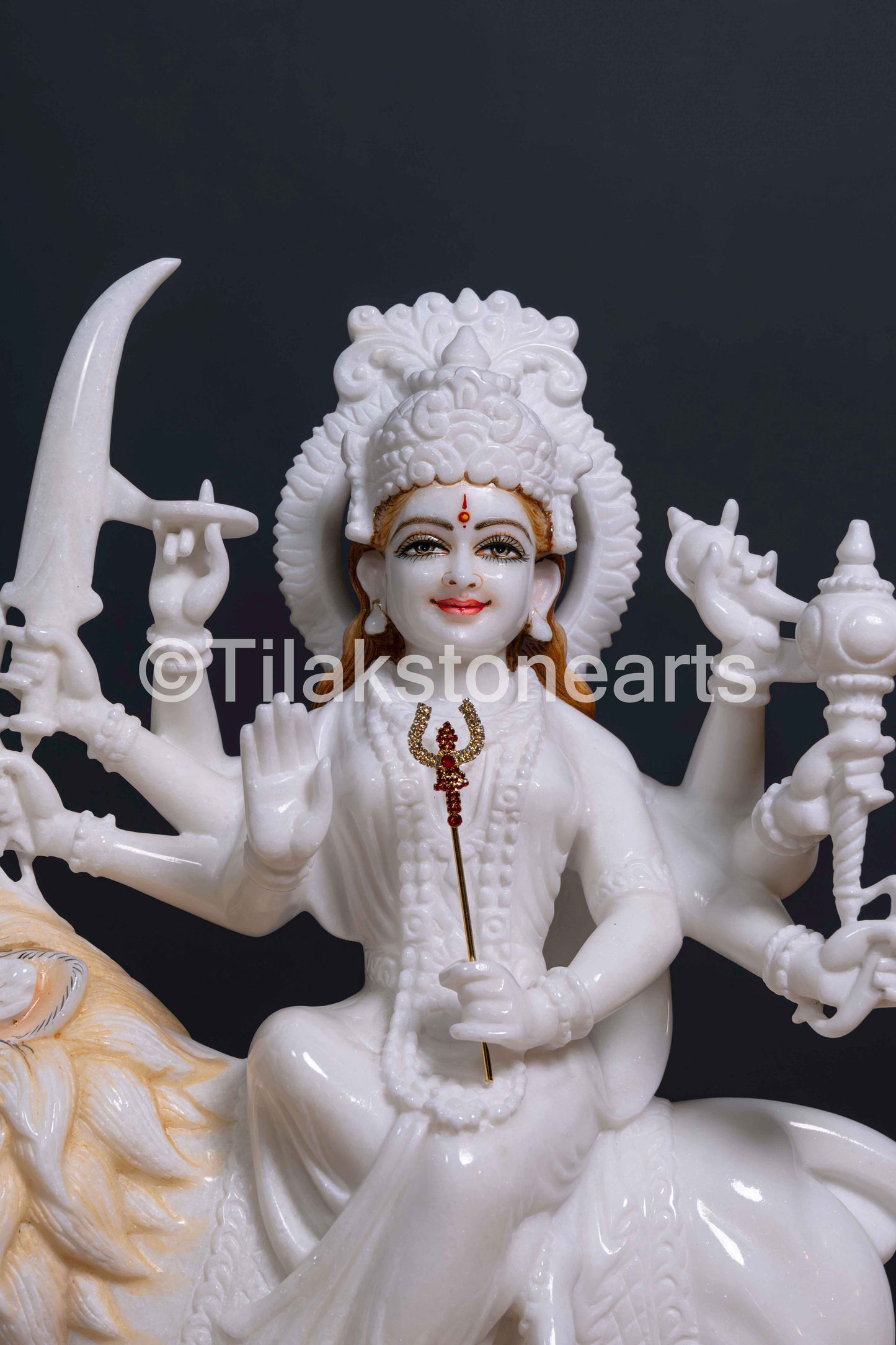 Durga Mata 18" Vietnam Pure White Marble Idol