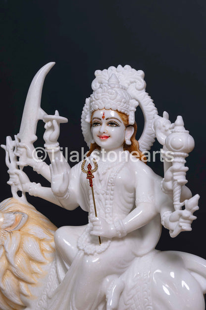 Durga Mata 18" Vietnam Pure White Marble Idol