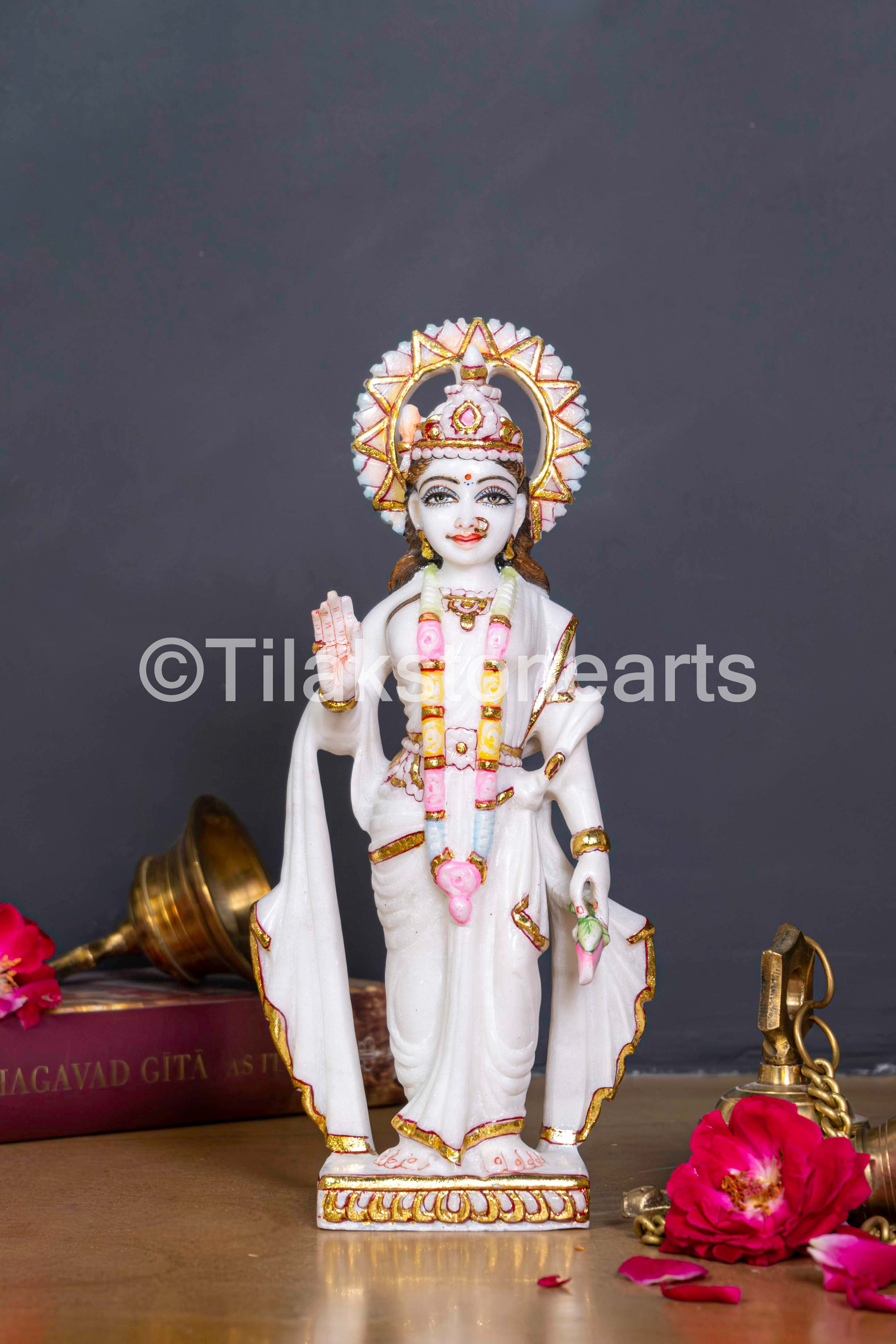 Ram Darbar 11" Vietnam Pure White Marble Idol
