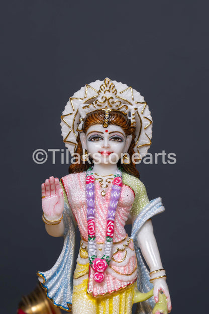 Radha Krishna 12" Vietnam Pure White Marble Idol