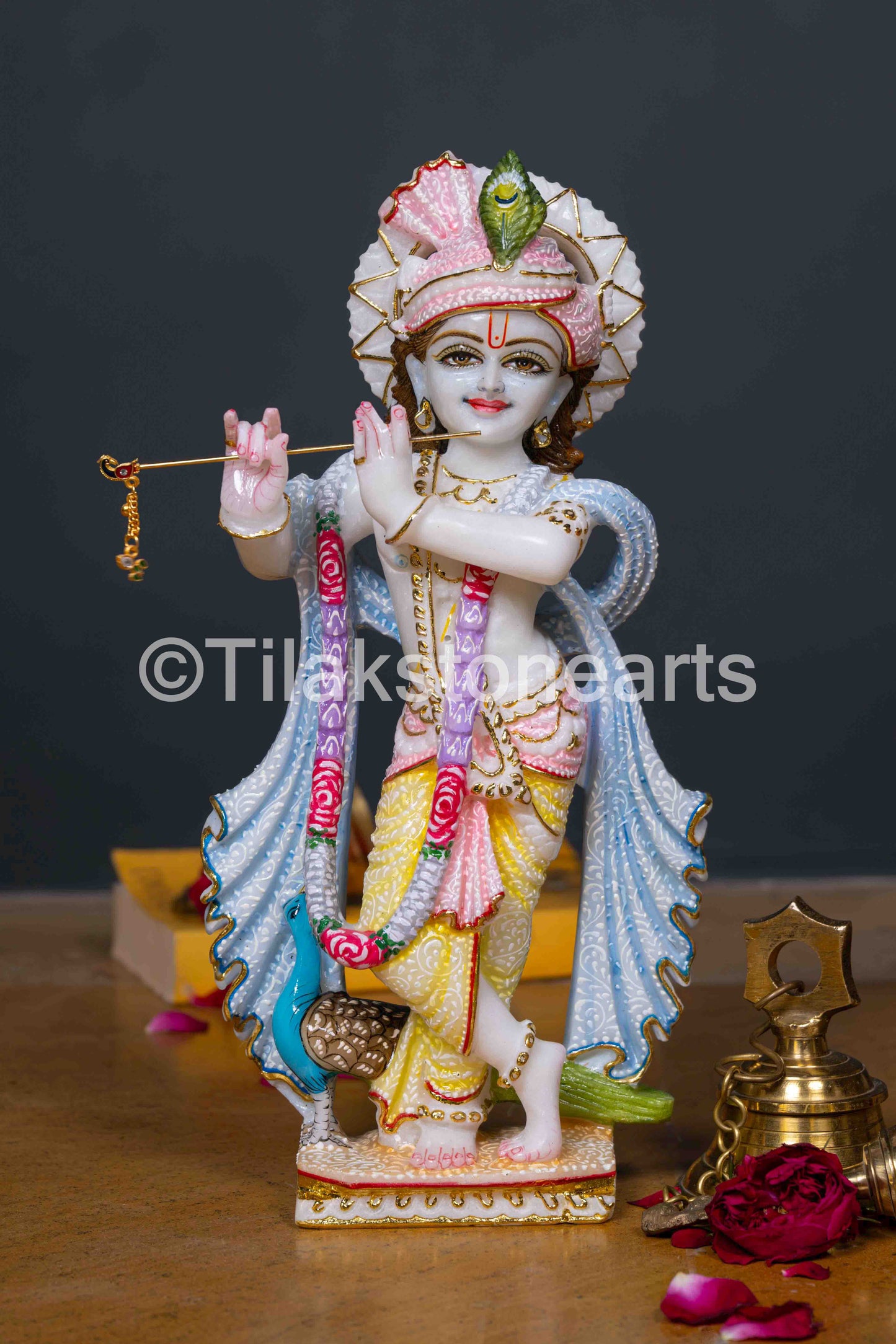 Radha Krishna 12" Vietnam Pure White Marble Idol