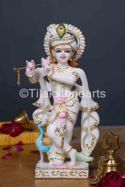 Radha Krishna 12" Vietnam Pure White Marble Idol