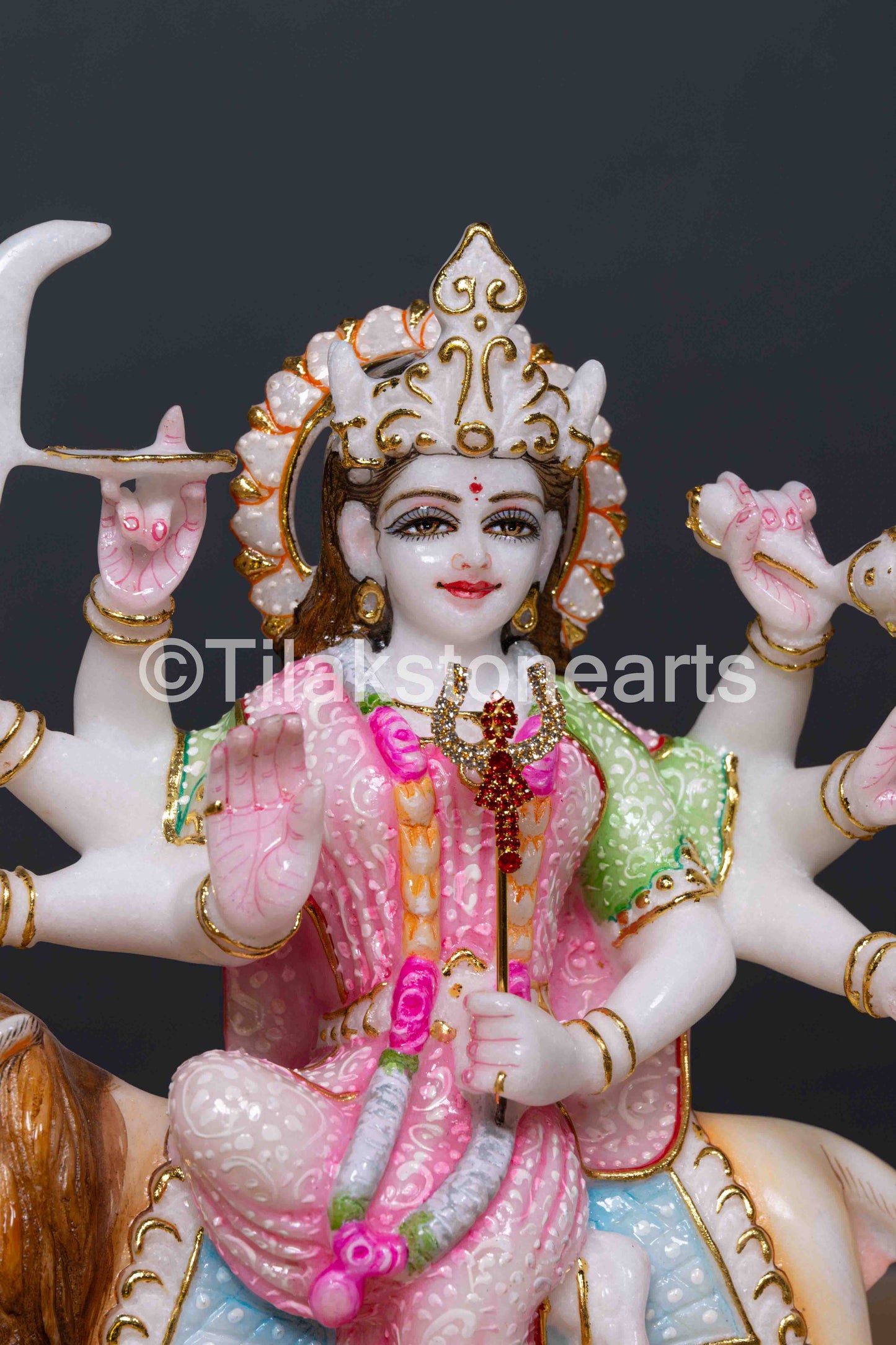 Durga Mata 12" Vietnam Pure White Marble Idol
