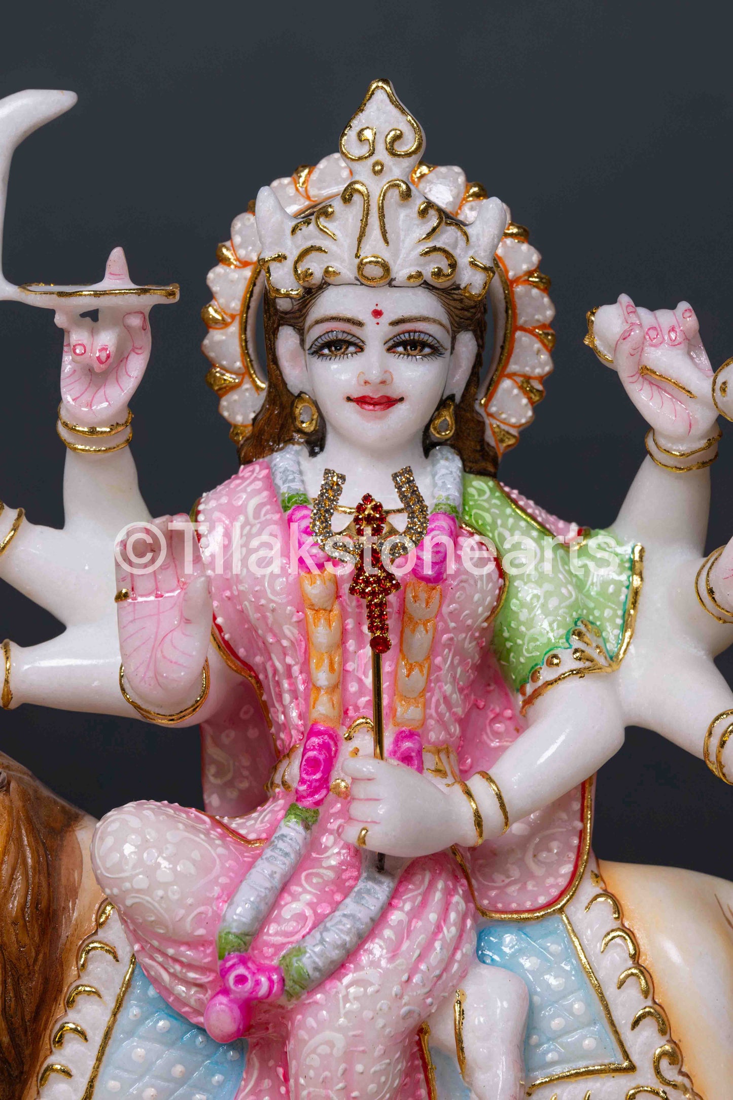 Durga Mata 12" Vietnam Pure White Marble Idol