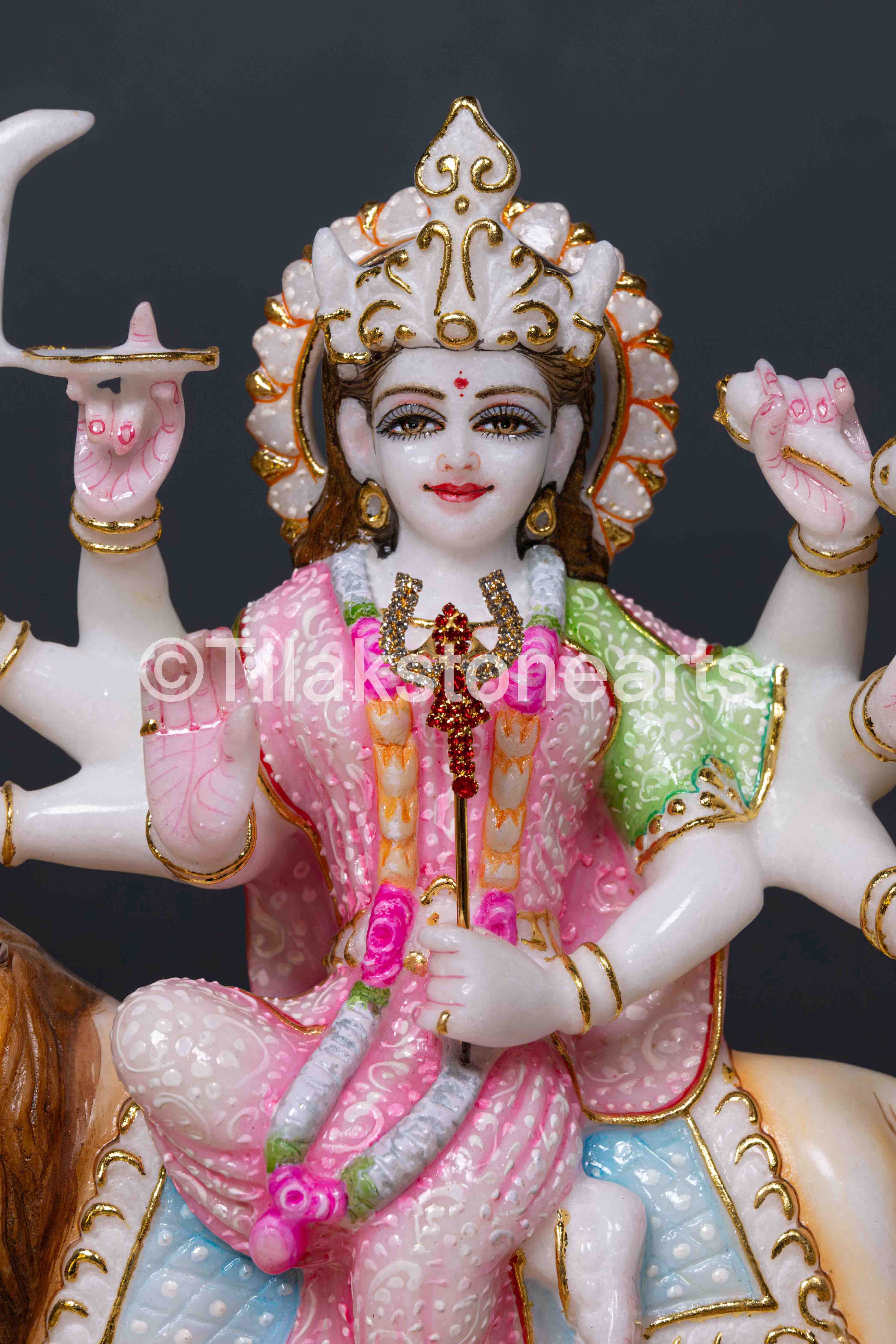 Durga Mata 12" Vietnam Pure White Marble Idol