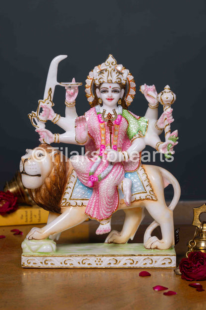 Durga Mata 12" Vietnam Pure White Marble Idol