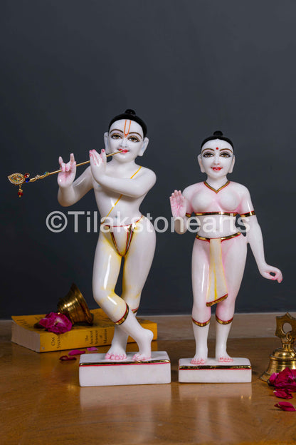 Isckon Radha Krishna 15" Vietnam Pure White Idol