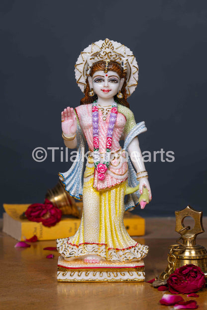 Radha Krishna 12" Vietnam Pure White Marble Idol