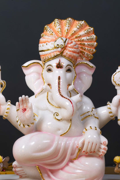 Lord Ganesha 18" Vietnam Pure White Marble Idol
